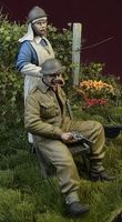 WWII Belgian Nurse with wounded BEF soldier, Belgium 1940 - Image 1